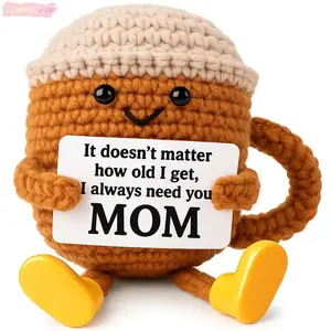 Handmade Crochet Coffee Cup Plush, With Inspirational Mom Quote, Sentimental Gift For Coffee Lovers summerwins