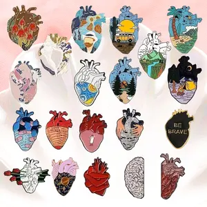 Creative Enamel Heart-Shaped Pins - 20PCS Set for Backpacks & Clothing - Daily Wear for Men Women - Exquisite Gifts for Family Friends - Versatile Stylish Brooches