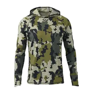 NewSunscreen clothing Long Sleeve Fishing Hoodie for Men Anti-UV Sun Protection Clothes Fish Shirt Hunting Jungle Camouflage Jersey UPF 50 + New Workout Rash Guard Athletic Outfit Tech Fleece