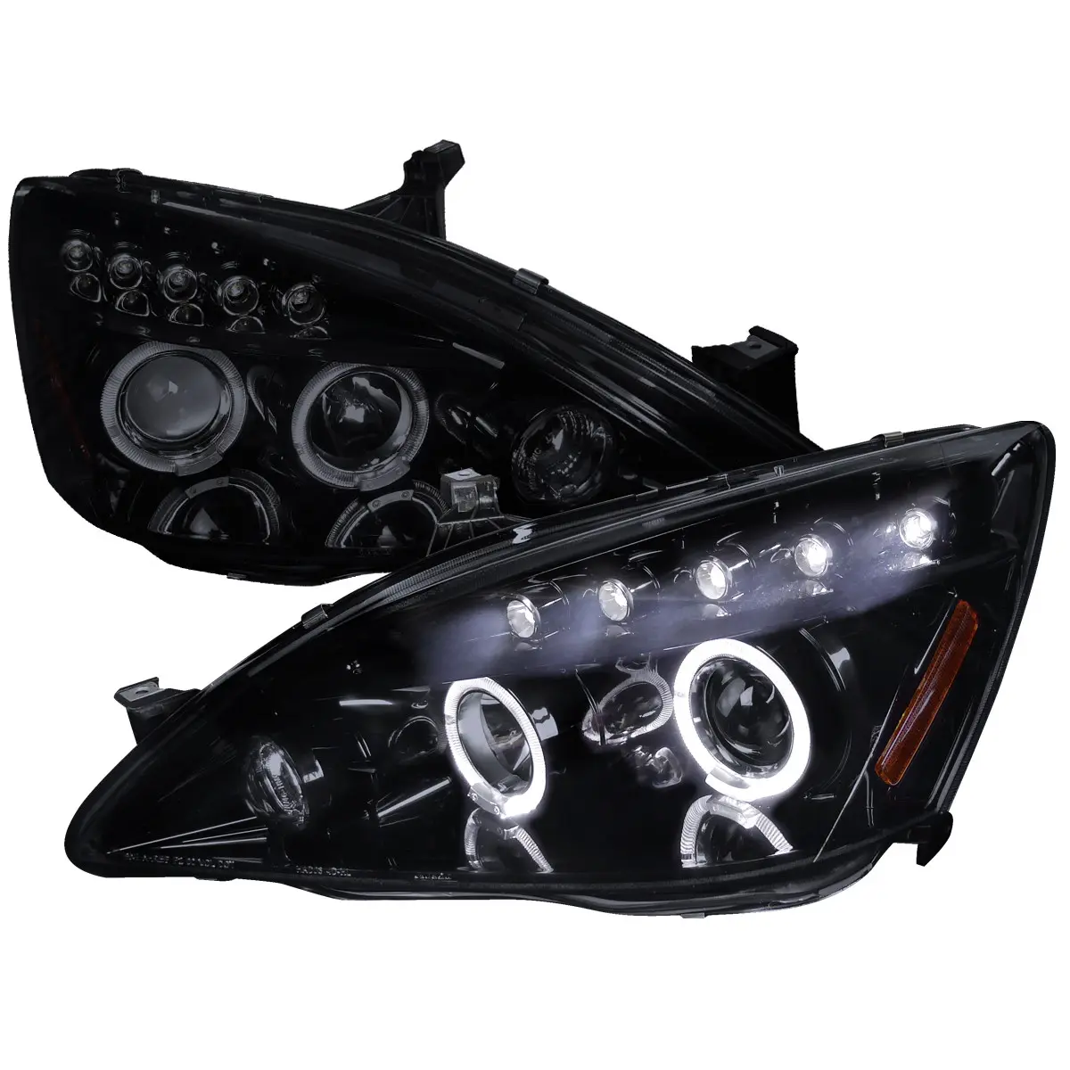2003-2007 Accord Dual Halo Projector Headlights (Glossy Black Housing/Smoke Lens)