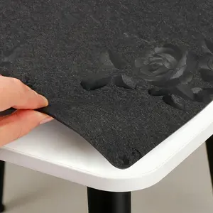 Floral Table Cover Protector Craft Mat 42 x 60 Inch Upgraded 2.0mm Thick PVC Table Top Protector for Dining Room Waterproof Black Desk Pad Easy to Wipe & Cut