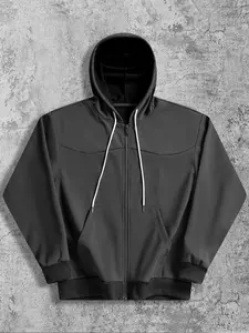 Men's Outdoor Sport Casual Hooded Windbreaker Sweatshirt, Zip Hoodie Streetwear Fall Fashion, Athleisure Fitted H-Type