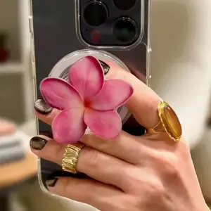 Pink Plumeria MagSafe Grip, Magnetic Flower Phone & Kindle Holder, Bookish Grip, Girlie Pink Grip mount