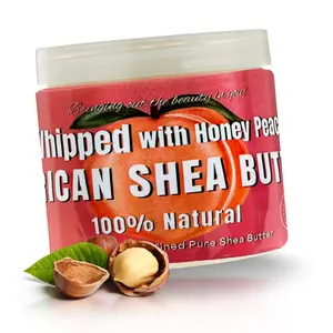 RA COSMETICS Whipped Shea Butter Honey Peach | 100% Pure & Natural African Shea Butter for Men & Women - Ultimate Handcrafted Moisturizer with Essential Vitamins for Radiant Skin