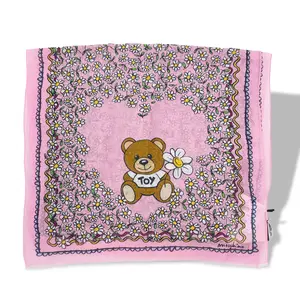Moschino Daisy Print Scarf 45x150 cm - Soft Pink with Teddy Bear Motif, Lightweight & Versatile Designer Accessory for Everyday Styling