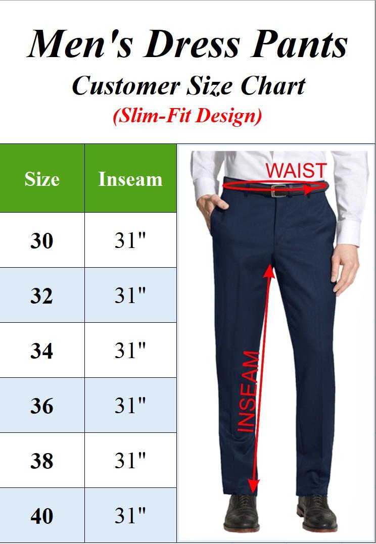 3-Pack Mens Flex Stretch Slim Fit Dress Pants (Sizes, 30-40) 3-Pack Mens Flex Stretch Slim Fit Dress Pants (Sizes, 30-40)