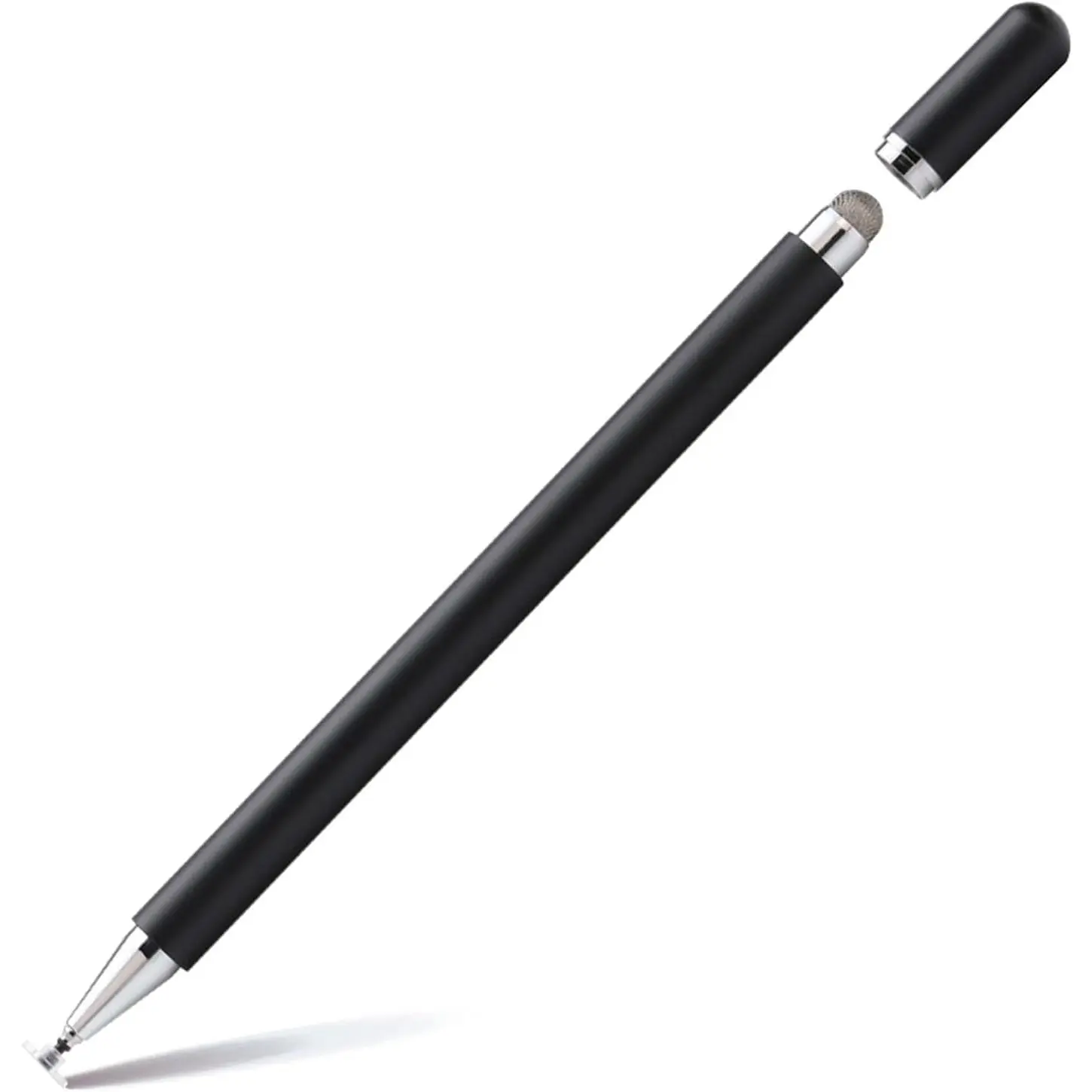 Stylus Pens for Touch Screens, 2 in 1  Disc & Fiber Tip Stylus Pen for iPad with  Cap, Compatible with All Touch Screens - Free Replacement Disc Tips, Black