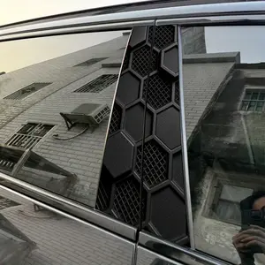 2pcs Black Hexagonal Hexagons B-pillar Waterproof Car Sticker DIY Car Door Pillar Decorative Sticker