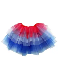 Red, White, Blue 6 Layer Tutu Skirt Patriotic Costume for Girls, Women, Plus