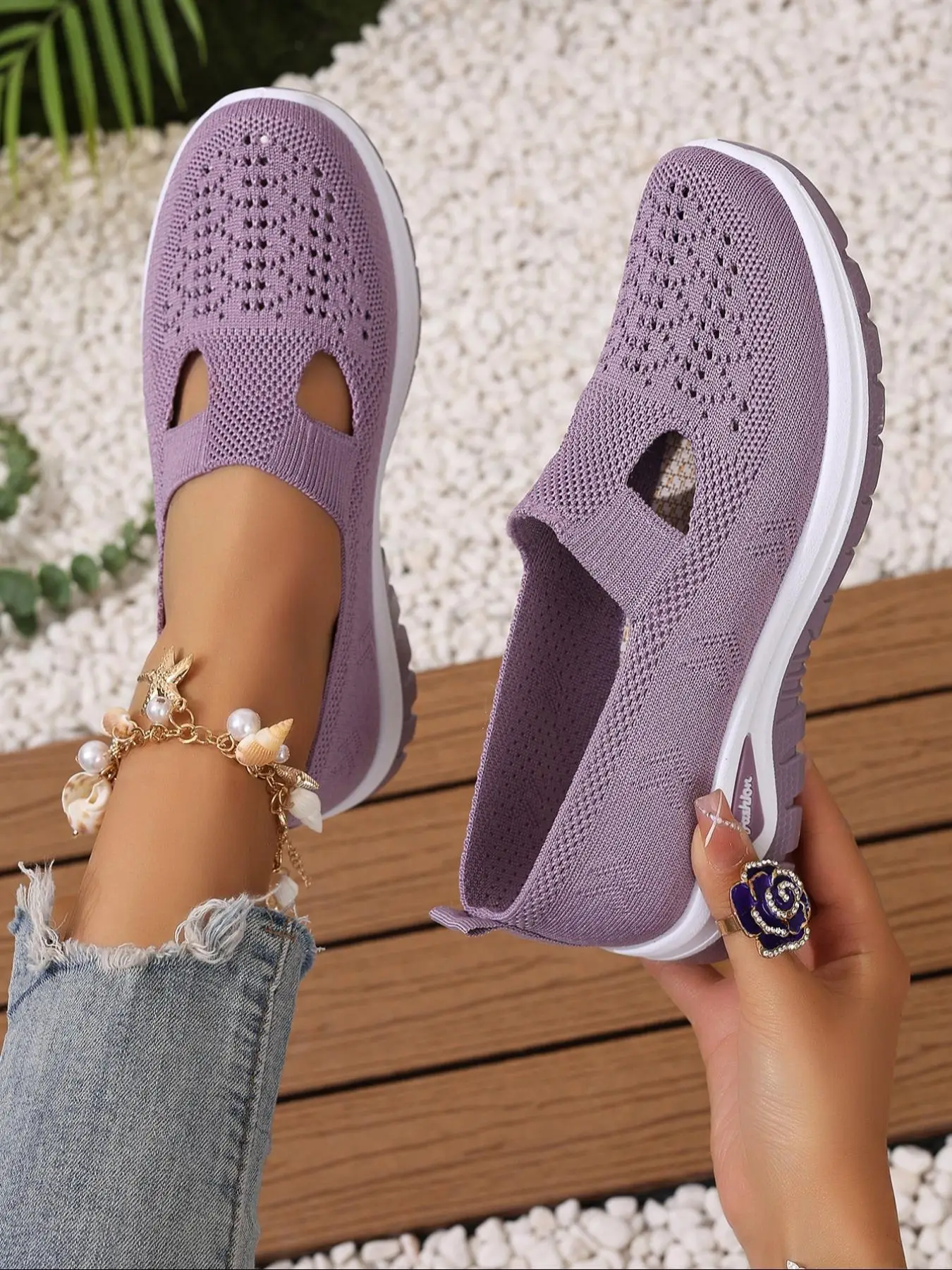 Women's Fashionable Plain Color Slip on Shoes, Casual Comfortable Breathable Shoes, Lightweight Breathable Shoes for Daily Wear