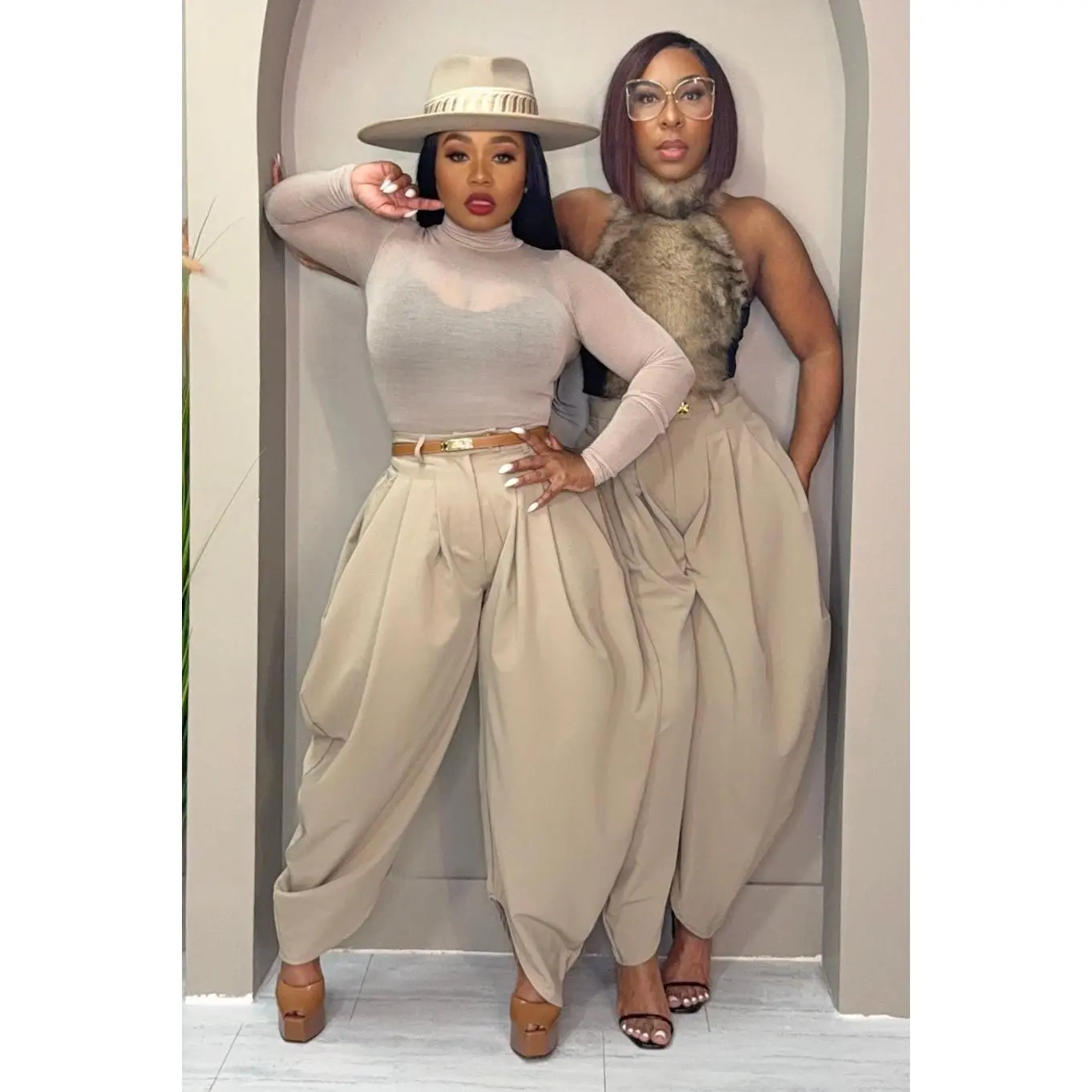 Pamela Statement Drape Pants-Mocha Pamela Statement Drape Pants-Mocha