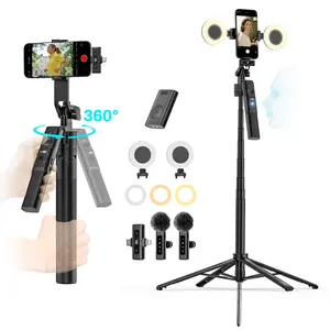 70 inch Smart Ai Face Tracking Tripod,Equipped with microphone and fill light,For iphone and Android Smartphone,360 degree rotating travel selfie stick stand