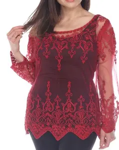 BRAND NEW Simply Couture Women’s Sheer Soutache Lace Top