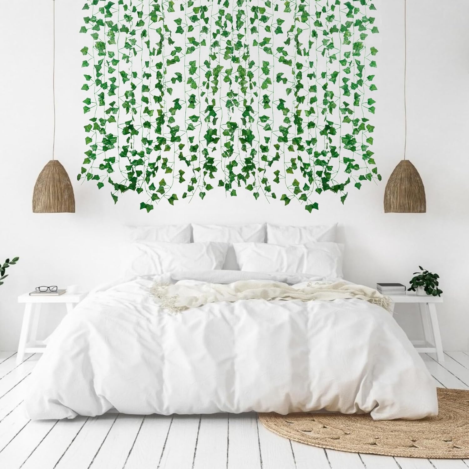 Fake Vines for Room Decor(12 Pack 84 Feet) Aesthetic Artificial Plant Ivy Leaves Hanging Greenery Garlands for Home Bedroom Wall Wedding Christmas Party Office Patio Outdoor Garden Décor