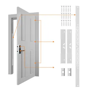 Yuleimy Door Armor MAX 5-Piece Kit - 46" Heavy Duty Steel Door Reinforcement System, Anti-Kick Security Plates for Jamb, Hinges & Lock, Easy 30-Min Install with Template, Corrosion Proof White/Black