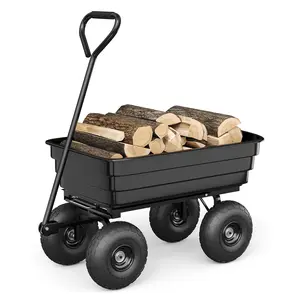 Heavy Duty Poly Garden Dump Cart – 1200 lbs Capacity, 4 Cu.Ft. Utility Wagon, Quick-Release Tipping, 10" All-Terrain Wheels, 180° Adjustable Handle – For Lawn, Courtyard, Gardening Tools, Outdoor