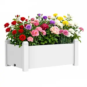 Large Resin Planter Box Outdoor Indoor Gardening Plant Bed Heavy Duty Weatherproof for Flowers Vegetables Herbs