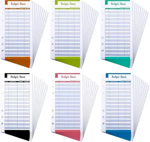 120 count A6 Budget Sheets, 6 Rings Binder Expense Sheets   Budget Inserts for  Envelope Planner Wallet Budgeting Organizer, 6 Colors