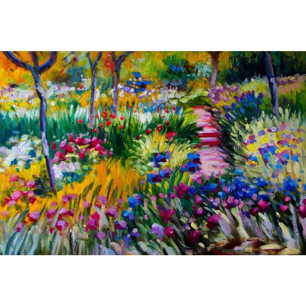 Claude Monet The Iris Garden at Giverny Art Print Poster, 18x12 Customizable Wall Decor for Kid Room, Bedroom, Bar, Tube-Packed Home Decor Gift & Ornament