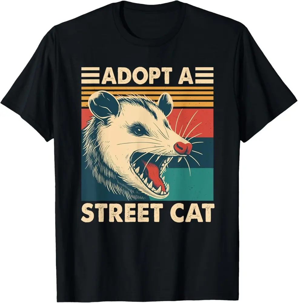 Funny Opossum T-Shirt - Adopt A Street Cat Vintage Style Graphic Tee