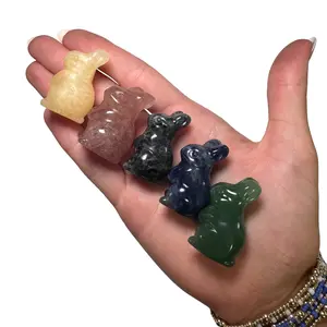 Mini Rabbit Carving - Gemstone Bunny Carving - Crystal Bunny Carving