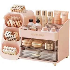 Makeup Organizer For Vanity, Countertop Organizer With Drawers, Spacious Cosmetic Display Case For Beauty Essential, Skincare, Lipstick
