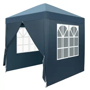 6.5x6.5ft Pop Up Canopy Tent, Outdoor Instant Shelter Folding Canopy with 4 Side Walls and Carry Bag for Commercial Events, Party, Backyard BBQ, Camping Blue