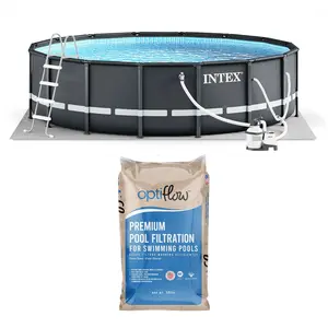 Intex Ultra XTR Frame 14'x42" Above Ground Pool and OptiFlow Premium Filter Sand