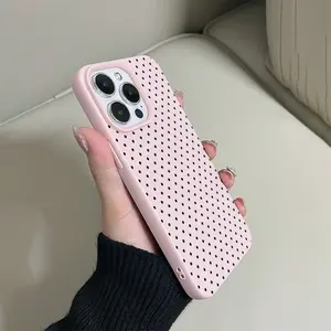 Leather Texture Protective Phone Case Cover, Aesthetic Full Screen Polka Dot Pattern, Shockproof, Compatible with iPhone 11-16 Series, Gift for Family/friends