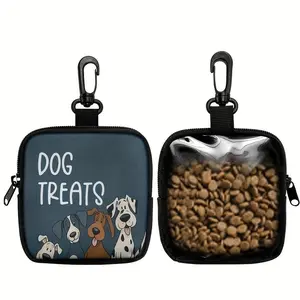 Dog Training Treat Bag with Zipper Closure, Portable Polyester Pet Snack Pack for Outdoor Activities and Walks, Colorful Design with Transparent Side