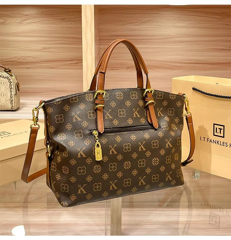 New style genuine leather women's tote hand held large bag file bag large capacity high end large bag curve tote bag