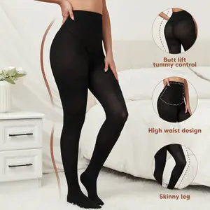 Women's Seamless Shaping Black Tights - Butt Lift Pantyhose with Targeted Compression, Durable High-Elasticity Fabric, Elegant Style, Fits Everyday Daily Wear, Normal Type