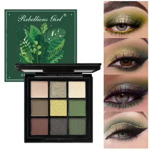 Rebellious Girl Emerald Green 9-Palette Eyeshadow Palette with Matte & Shimmer Shades for Unique Eye Makeup Looks Perfect for Christmas colorful eye