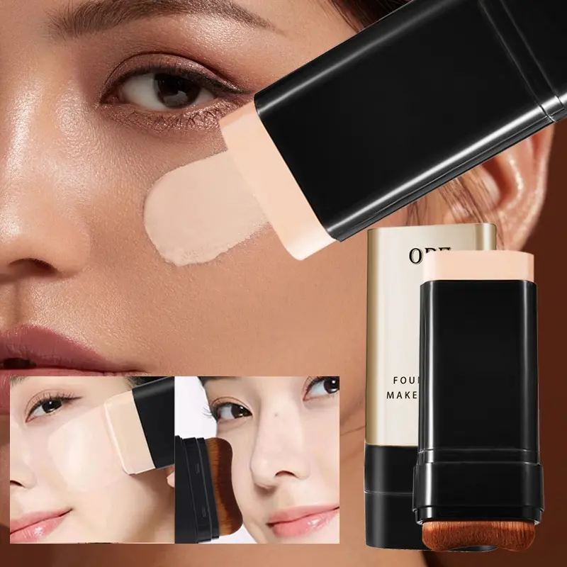 Two-in-one concealer and foundation stick with a brush to cover dark circles, Concealing Dark Circles, waterproof and sweat-resistant for long-lasting results, Complexion Perfecting, Lightweight Coverage Makeup Cosmetic