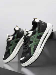 Men's Breathable Mesh Running Shoes, Lightweight Lace-Up Casual Sneakers, Non-Slip Comfortable Athletic Shoes for Daily Use