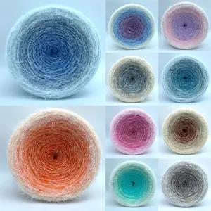 1Pc Gradient Yarn Cake Set with Crochet Hooks and Stitch Markers, 300g (1 Gradient Yarn Cake + 7 Crochet Accessories), Plush Soft Fluffy Bright Color Crochet Yarn for Star Blankets, Scarves, Hats, Bouquets, Shawls and Garments, Gift Option