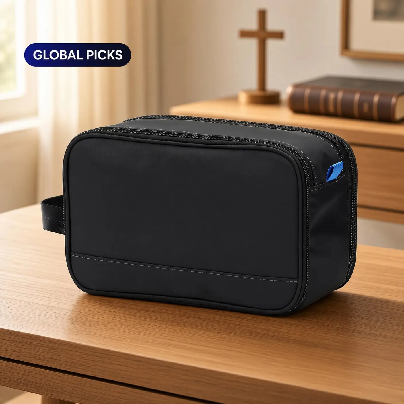 Travel Toiletry Bag for Men Full Open Dopp Kit storage Bag Black