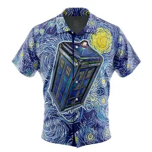 Tardis Starry Night Doctor Who Hawaiian Shirt | Cool Anime Vibes for Men & Fans