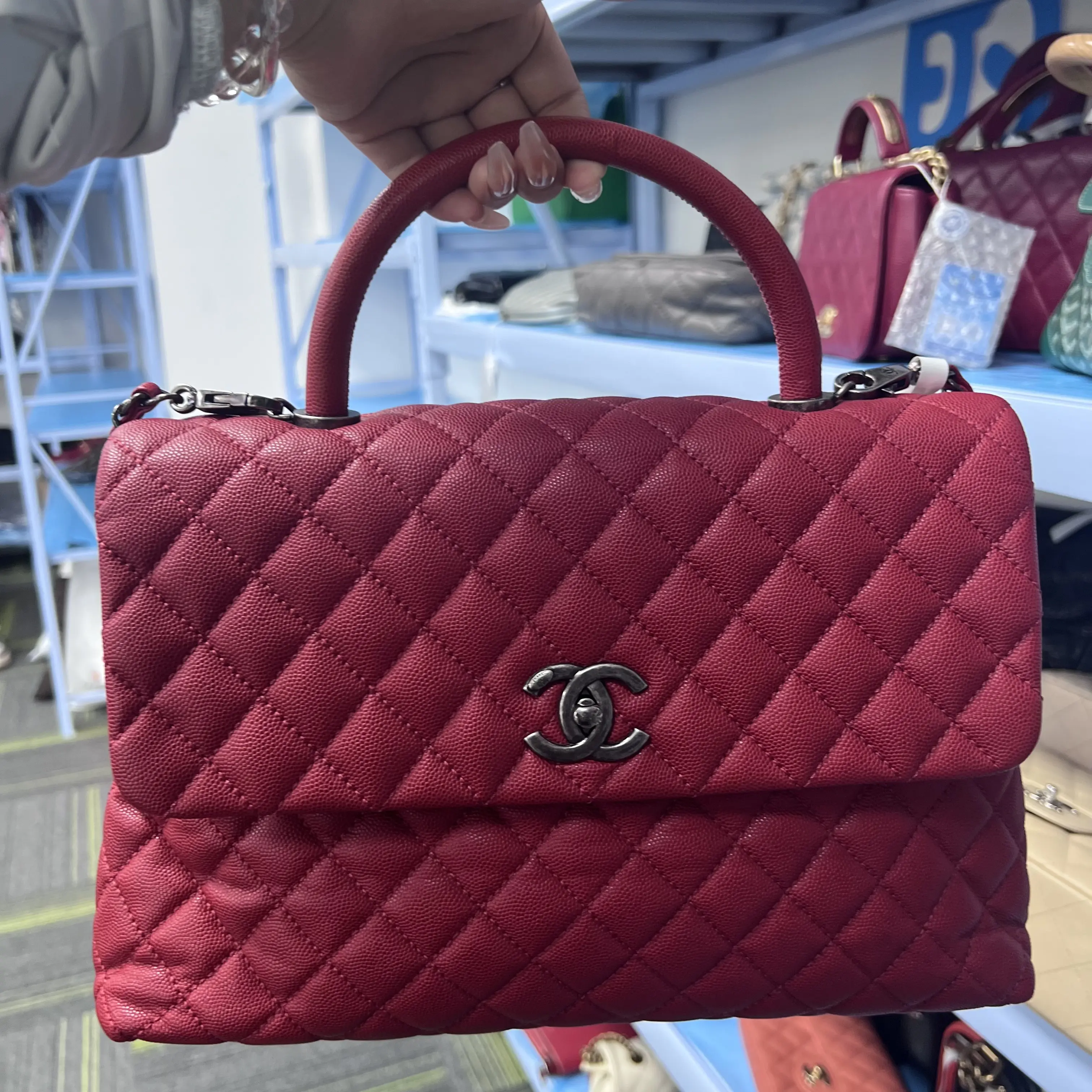 Pre-owned CHANEL FRANCE Crossbody Bags HH large red caviar leather CoCohandle bag 94136