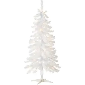 National Tree Company Pre-Lit Artificial Christmas Tree, White Tinsel, White Lights, Includes Stand, 4 feet