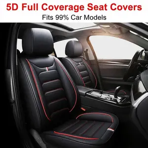 5D Full Coverage Universal Fit Car Seat Covers, Car Accessories, Multi-Layer PVC Leather, Waterproof, Stain-Resistant, Pre-Cut Belt Slots, Ideal for Pet Owners, Standard-Luxury Options Available