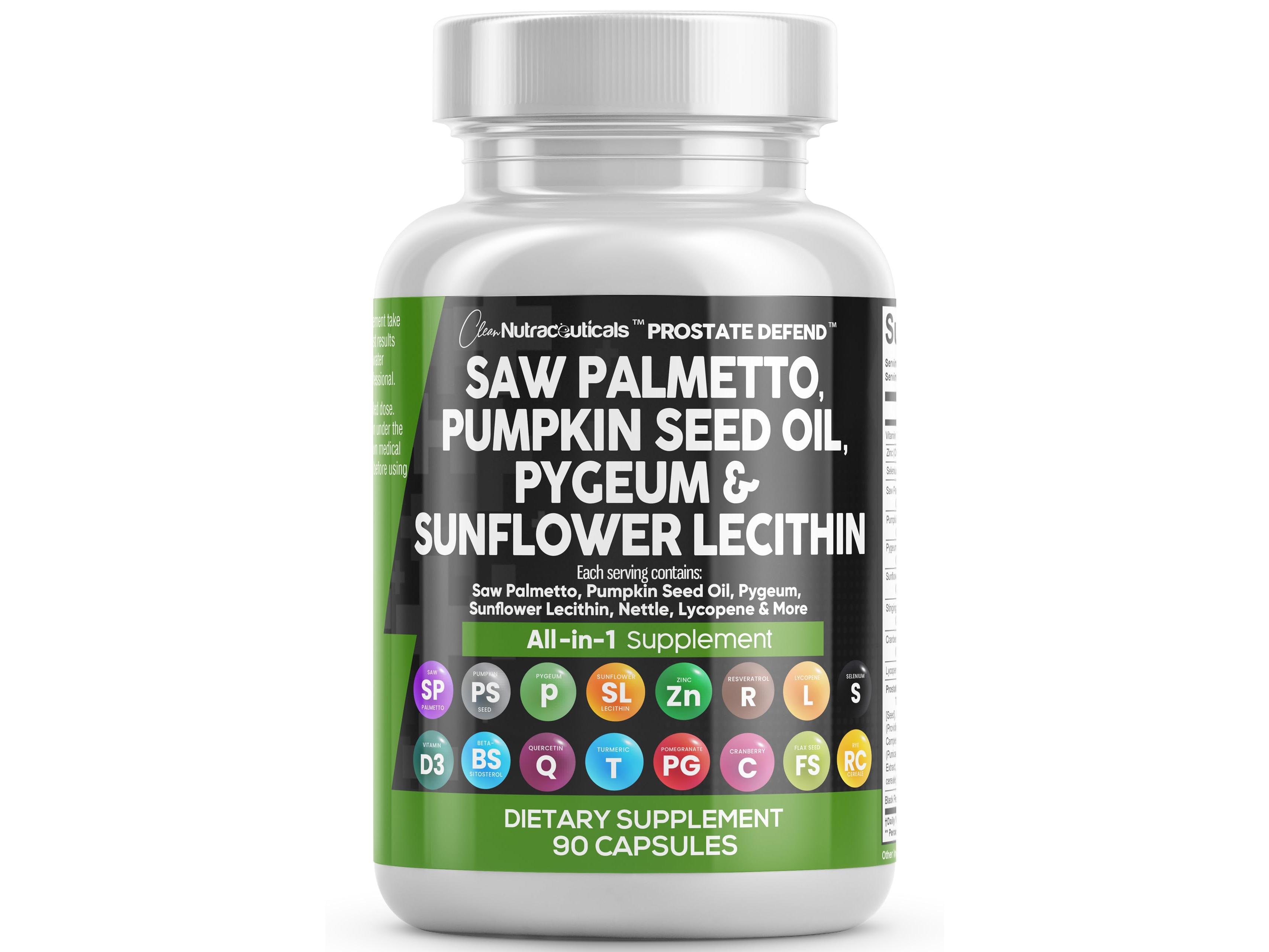 Clean Nutraceuticals Saw Palmetto, Pumpkin Seed Oil, Pygeum, Sunflower Lecithin, Nettle & More for Men's Wellness Capsules - Prostate Defend