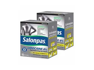 Salonpas LIDOCAINE Pain Relieving Gel-Patch 2 Packs of 15 Patches Maximum Strength for Back Neck Shoulders Knees & Elbows Relief - Healthcare