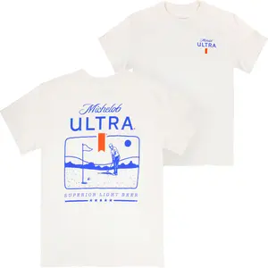 Michelob Ultra Golf Putting Beige Colorway Front & Back Print T-Shirt