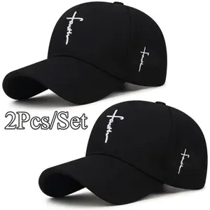 2-Pack Black & White Embroidered Baseball Caps – Classic Durable Headwear for Daily Wear & Sports