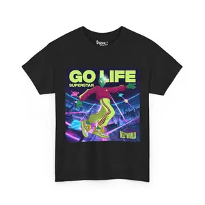 Alien Superstar 'Go Life' Graphic Tee | Pomegranate & Highlighter Yellow Spacesuit