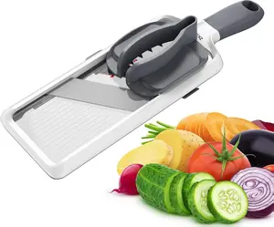 Multi Handheld Mandoline Slicer - Adjustable Stainless Steel Blade, Comfort Grip, Safety Features, Easy to Clean, Ideal for Speedy Slicing of Fruits and Vegetables (Gray)