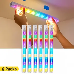 6-Piece LED RGB Under Cabinet Lights with Motion Sensor, USB Rechargeable, Magnetic Wireless Night Lights for Hallway, Stairs, Bedroom, Closet, Kitchen, Led Strip Light, Interior RGB Lighting