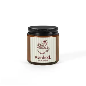 Washed coffee cup logo Candle | Amber jar soy candle