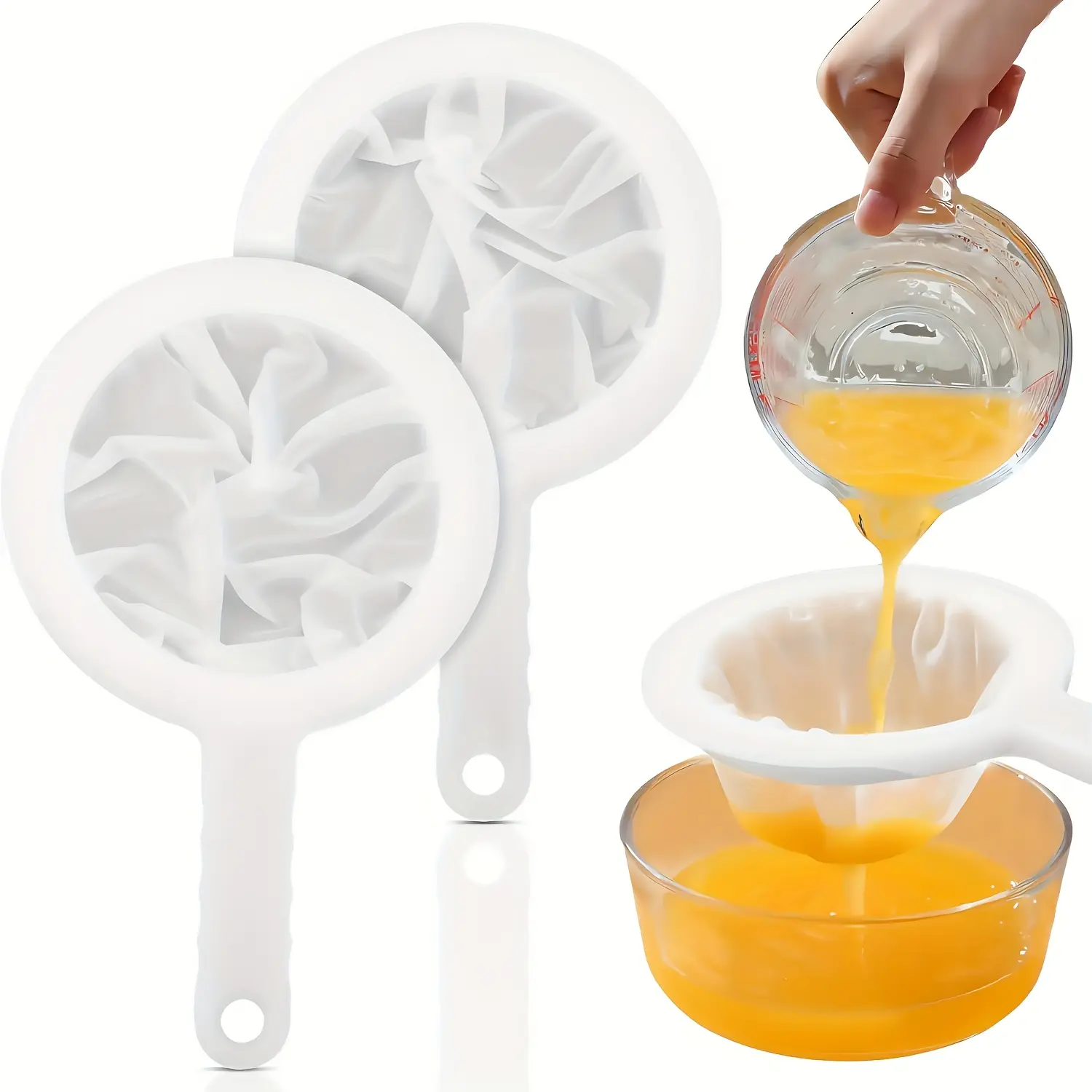 Nylon Mesh Sieve Set, Fine Filter Net for Kitchen, Food Grade Strainer ...